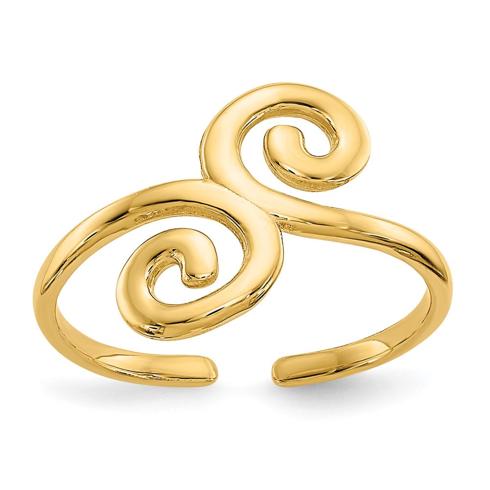 14k Swirl Toe Ring, 0.82 g