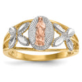14k Two-tone with White Rhodium Polished Our Lady of Guadalupe Ring, Size 7