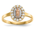 14k Two-tone with White Rhodium CZ Our Lady of Guadalupe Ring, Size 7