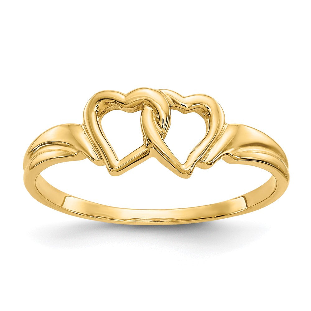 14K Two Intertwined Hearts Ring, Size 6.5