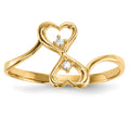 14k CZ Double Heart Ring, Size 7