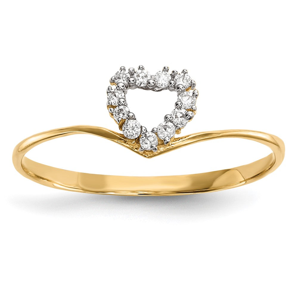 14k CZ Heart Ring, Size 7, 0.76 g