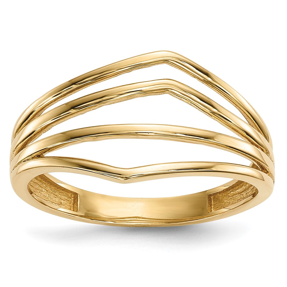 14k Polished Curved 4-Bar Ring, Size 7