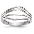 14k White Gold Polished Curved 4-Bar Ring, Size 7