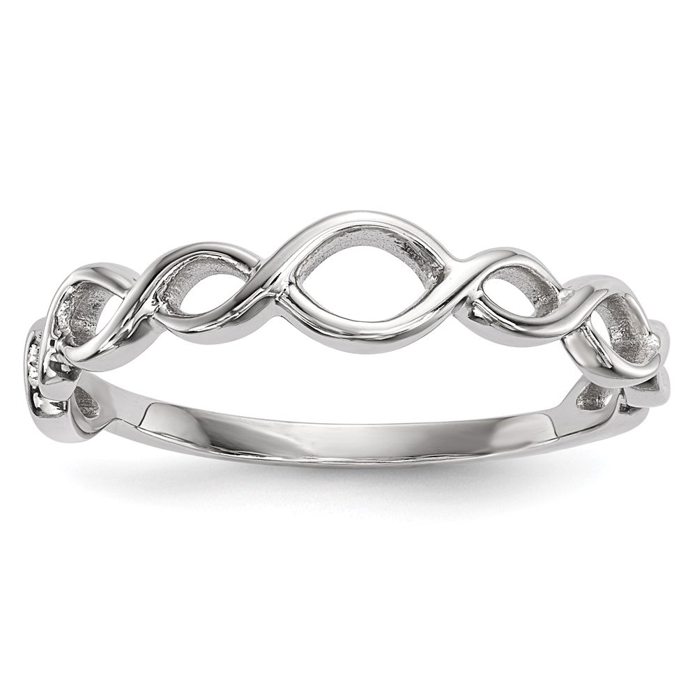 14k White Gold Polished Twisted Loops Ring, Size 7