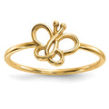 14k Polished Butterfly Ring, Size 7, 1.15 g