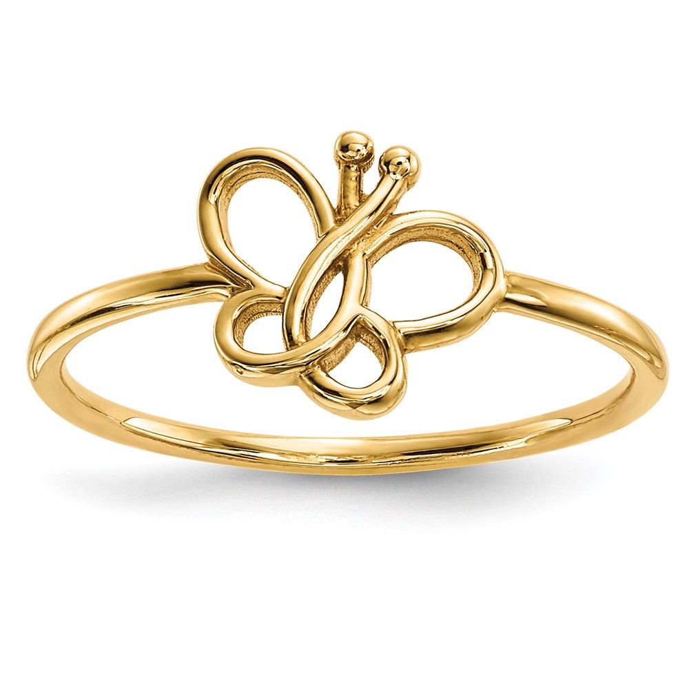 14k Polished Butterfly Ring, Size 7, 1.15 g