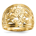 14k Polished Floral Dome Ring, Size 7