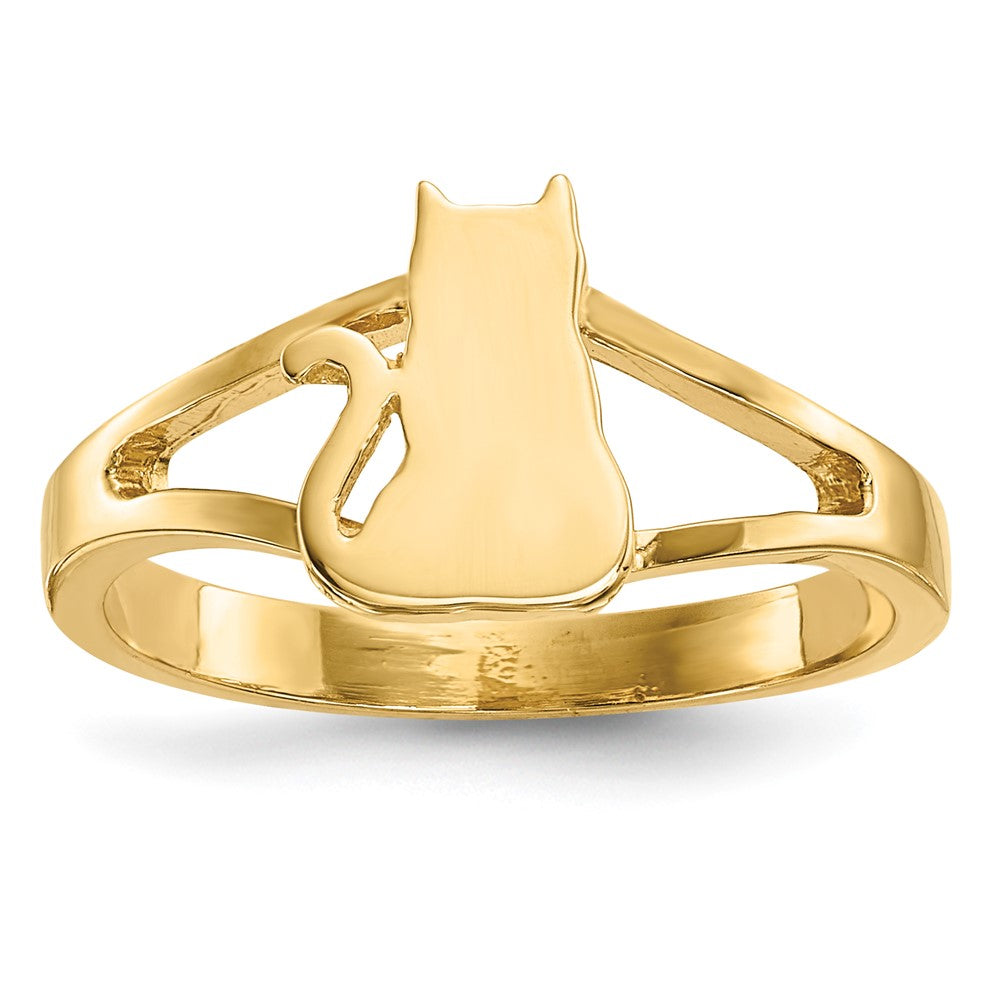 14k Polished Cat Ring, Size 7