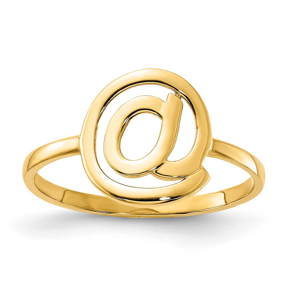 14k Gold Polished @ Symbol Ring, Size 7, 11.25 mm