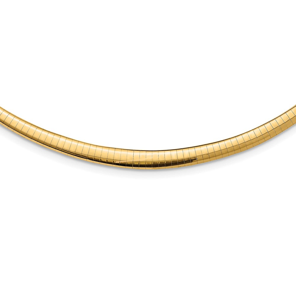 14k with White Rhodium 3.00-6.00mm Graduated Reversible 16 inch Omega Necklace, 16 x 3 mm