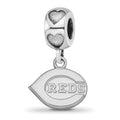 Sterling Silver Rh-plated LogoArt Cincinnati Reds C REDS on Heart Bead, 0.44 x 0.44 mm