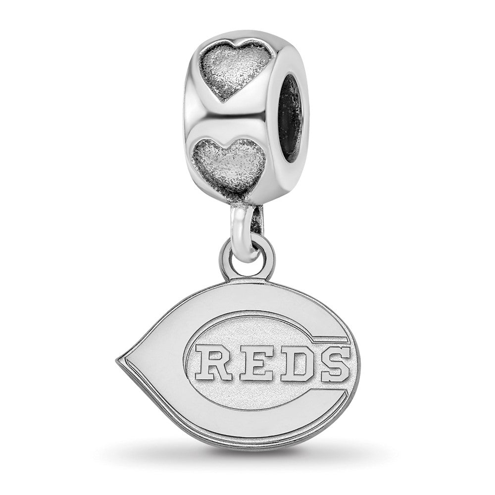Sterling Silver Rh-plated LogoArt Cincinnati Reds C REDS on Heart Bead, 0.44 x 0.44 mm