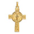 14k Polished Cross with St. Jude Thaddeus Medal Pendant, 36 x 20.7 mm