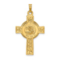 14k Polished Cross with St. Michael Medal Pendant, 37 x 21 mm