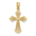 14K Cut-Out Stripes Cross with Heart Charm, 27 x 16 mm