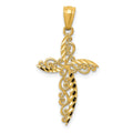14k Scroll Design Cross Pendant, 30 x 16 mm