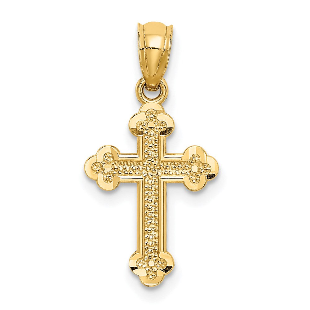 14k Small Budded Cross Charm, 22 x 11 mm