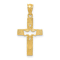 14k Dove Cross Pendant, 26 x 13 mm