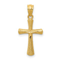 14k Diamond-cut Cross Pendant, 23 x 12 mm