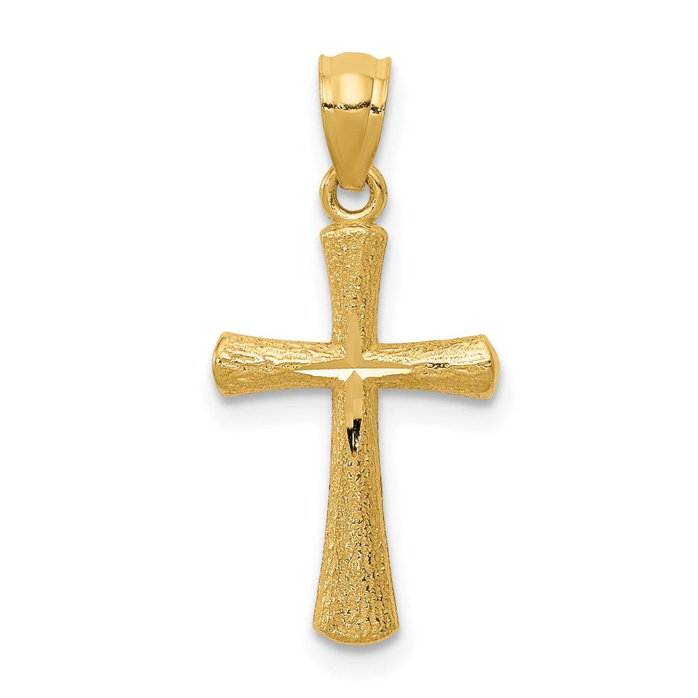 14k Diamond-cut Cross Pendant, 23 x 12 mm