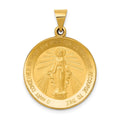 14k Polished and Satin Hollow Miraculous Medal Round Pendant, 30 x 22 mm