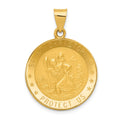 14k Polished and Satin Hollow Saint Christopher Medal Round Pendant, 32 x 22.75 mm