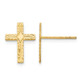 14k Polished and Textured Cross Post Earrings, 13 x 10 mm