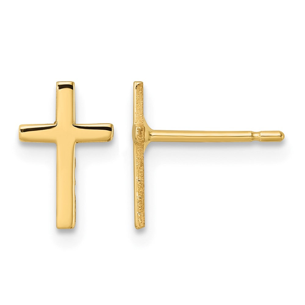 14k Polished Cross Post Earrings, 10 x 6.5 mm