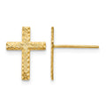 14k Brushed Finish Cross Post Earrings, 13 x 10 mm