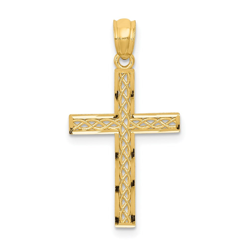 14k Filigree Cross Pendant, 29 x 14 mm