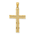 14k Diamond-cut Filigree Cross Pendant, 34 x 19 mm