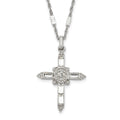 Symbols of Faith Silver-tone Ornate Center with Clear Crystal Accent and Baguette-cut Crystals Cross 18 inch Necklace, 18 x 25.5 mm