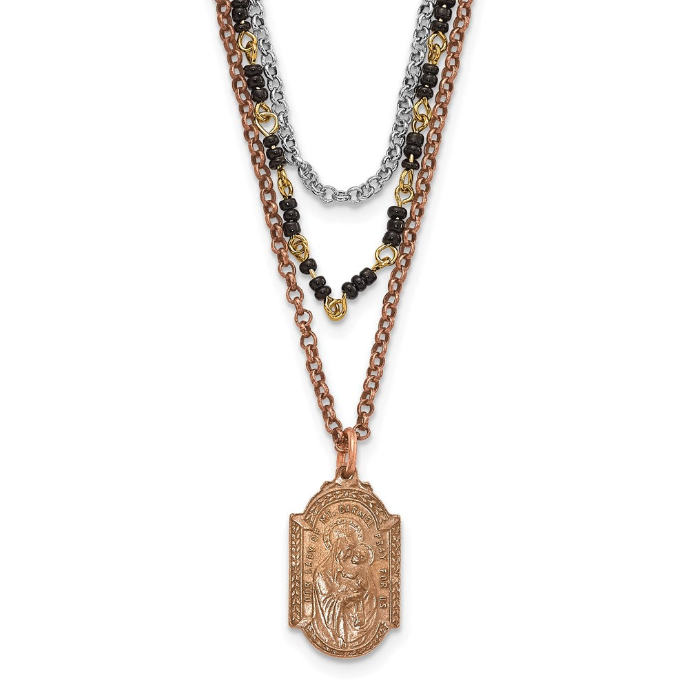 Rose-tone Silver-tone Gold-tone Sacred Heart Necklace, 19 mm