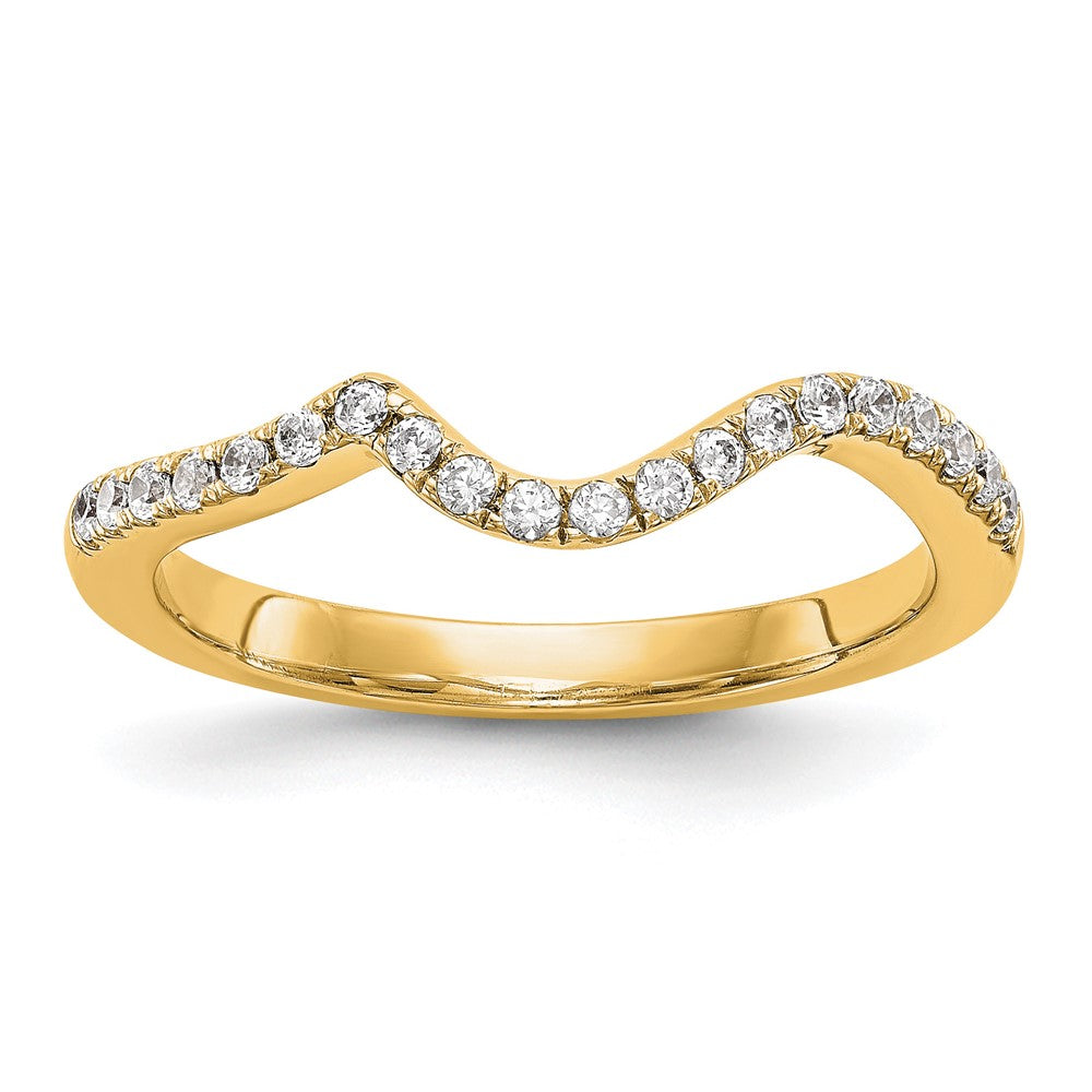 14k Yellow Gold 1/5 carat Diamond Contoured Complete Wedding Band, 0.2 ct, Size 7