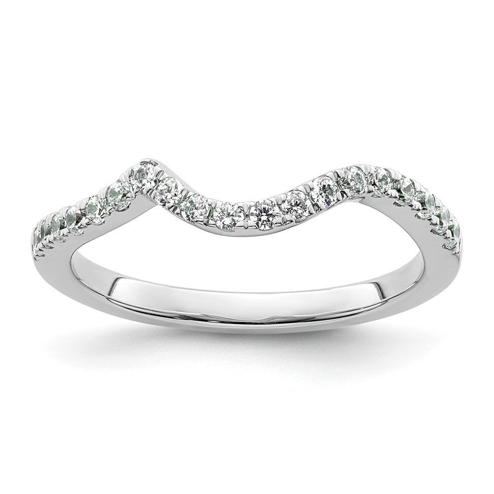 14k White Gold 1/3 carat Diamond Contoured Complete Wedding Band, 0.285 ct, Size 7