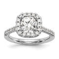 14ky TRUE ORIGIN Lab Grown Diamond VS+ F+ S/M Cushion Halo Eng. Rin, 0.908 ct, Size 7, 2 mm