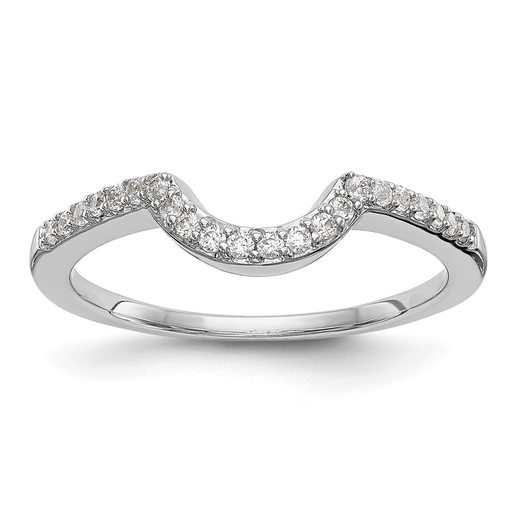 14k White Gold 1/6 carat Diamond Contoured Complete Wedding Band, 0.176 ct, Size 7, 2.15 g