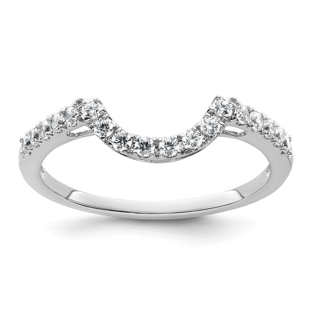 14k White Gold Diamond Contour Wedding Band, 0.27 ct, Size 7