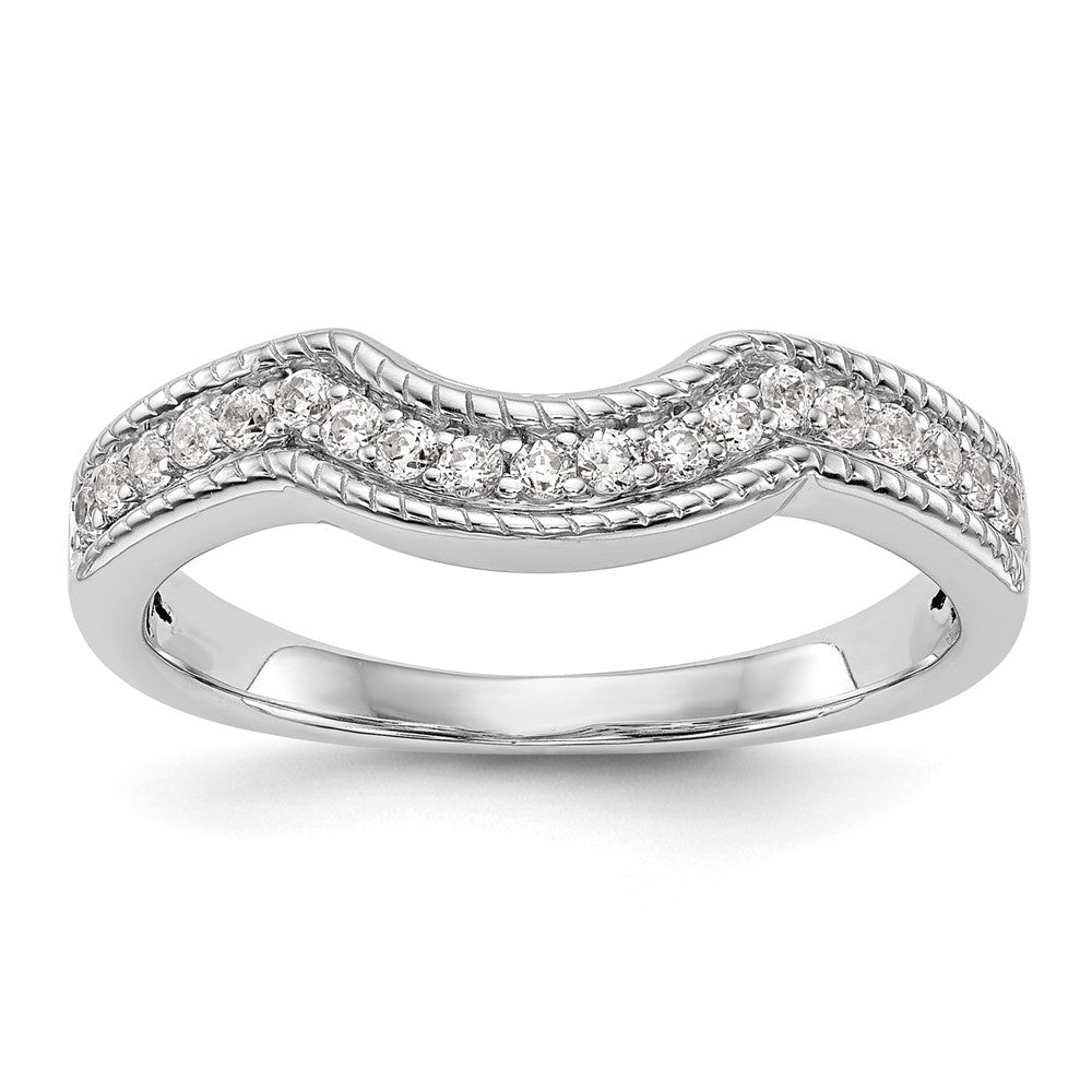 14k White Gold 1/4 carat Diamond Complete Wedding Band, 0.228 ct, Size 7