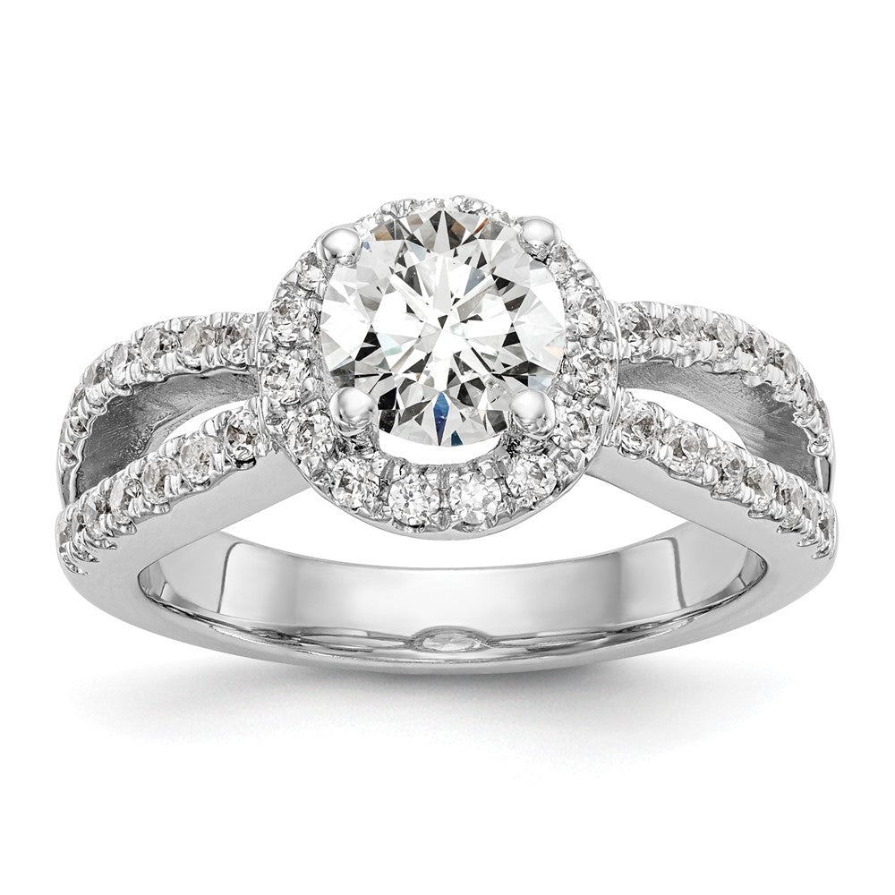 14kw Lab Grown Diamond VS/SI+ G+ S/M Round Halo Eng. Ring, 1.72 ct, Size 7