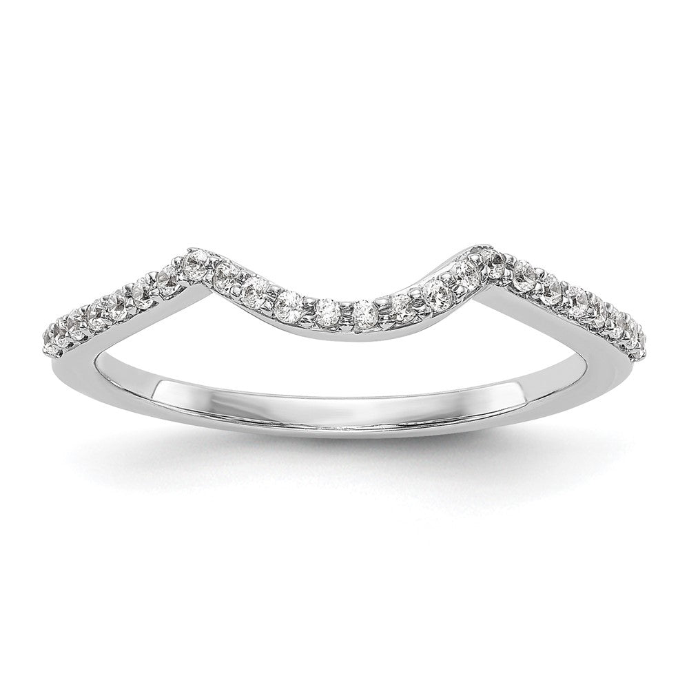 14k White Gold Diamond Wedding Band, 0.141 ct, Size 7