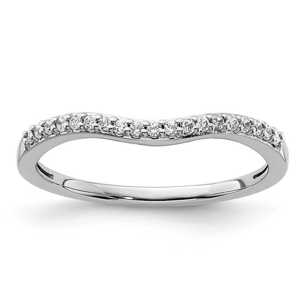 14k White Gold 1/10 carat Diamond Contoured Complete Wedding Band, 0.114 ct, Size 7, 1.46 g