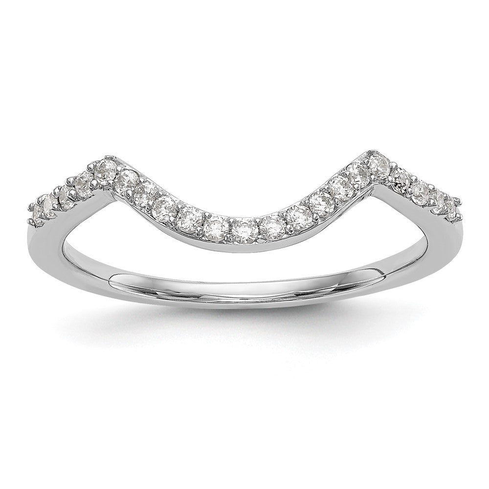 14k White Gold 1/6 carat Diamond Contoured Complete Wedding Band, 0.168 ct, Size 7, 1.7 g