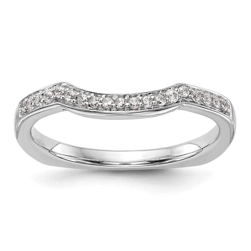 14k White Gold 1/10 carat Diamond Contoured Complete Wedding Band, 0.114 ct, Size 7, 2.25 g