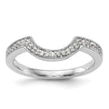 14k White Gold 1/8 carat Diamond Contoured Complete Wedding Band, 0.138 ct, Size 7