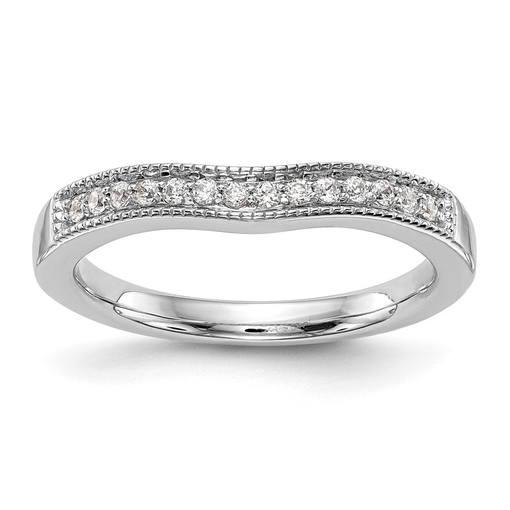 14K White Gold Round Diamond Wedding Band, 0.14 ct, Size 7