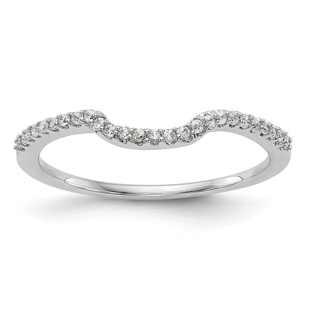 14K White Gold 1/8 carat Diamond Contoured Complete Wedding Band, 0.13 ct, Size 7, 1.19 g