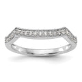 14K White Gold 1/6 carat Diamond Contoured Complete Wedding Band, 0.168 ct, Size 7, 2.19 g