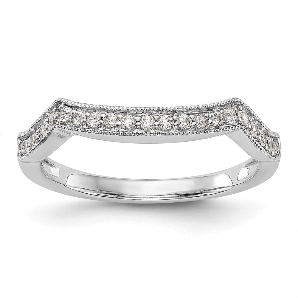 14K White Gold 1/6 carat Diamond Contoured Complete Wedding Band, 0.168 ct, Size 7, 2.19 g